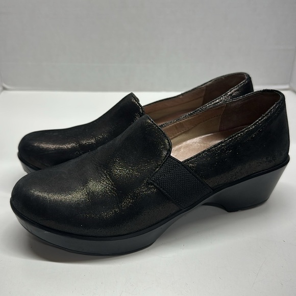 Dansko Jessica Clogs Shoes Casual Slip On Suede Metallic Black Bronze Size 39 9 - Picture 1 of 11